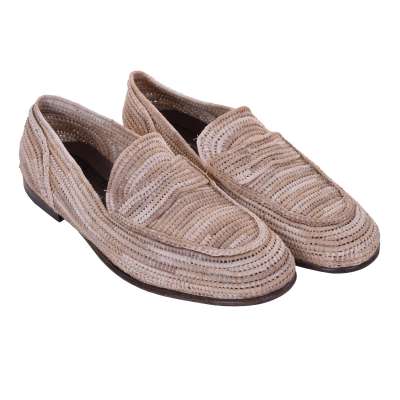 Raffia Mokassins Schuhe AMALFI aus Bast Beige