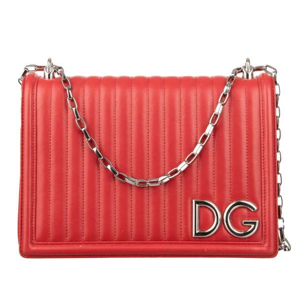 Quilted Clutch / Crossbody Bag DG GIRLS made of nappa leather with DG Logo and vintage chain strap by DOLCE & GABBANA