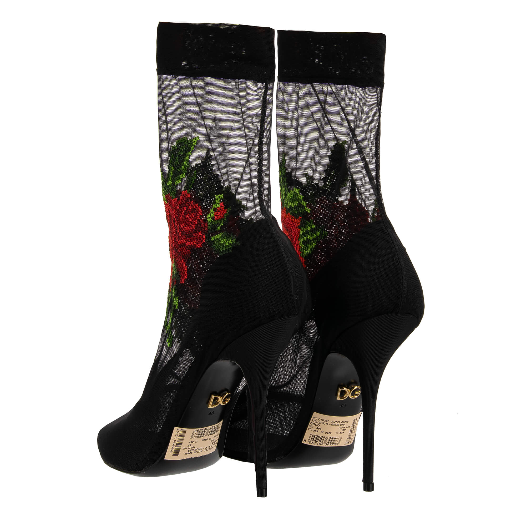 Dolce Gabbana Rose Embroidery Tulle Pumps COCO Black 40 10 FASHION ROOMS