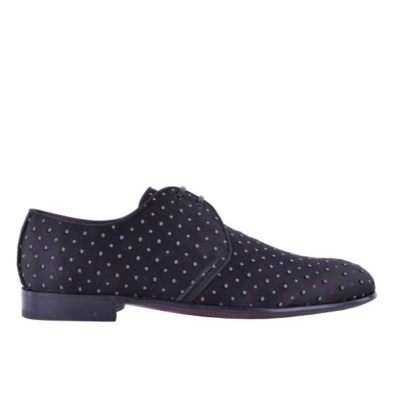 Silk lace up derby shoes MILANO with polka dot embroidery by DOLCE & GABBANA Black Label