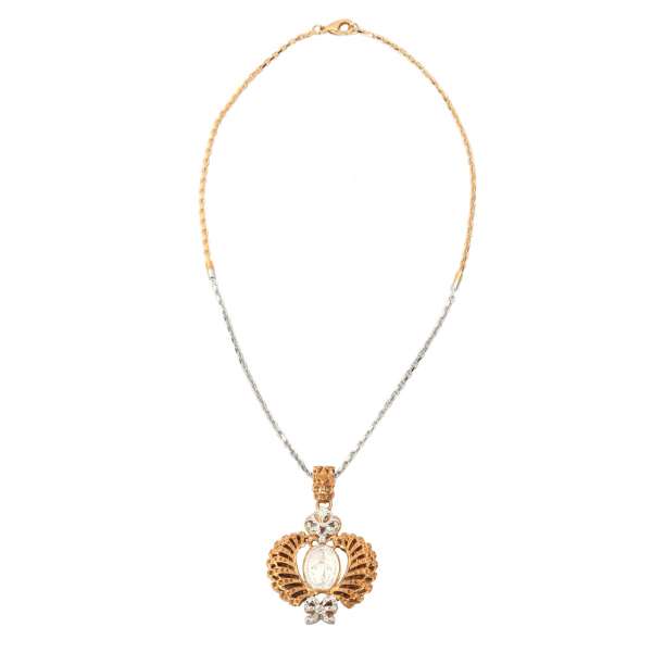 Brass Necklace with Maria Heart Pendant in Gold and Silver by DOLCE & GABBANA