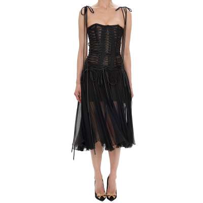 Runway Korsett Seide Schnürung Kleid Schwarz IT 38 US 2 DE 32 XS Runway Korsett Seide Schnürung Kleid Schwarz IT 38 US 2 DE 32 XS