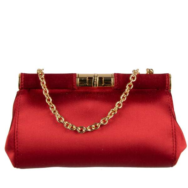  Clutch / Abendtasche aus Seide-Satin mit Kettenriemen und großem Spiegel von DOLCE & GABBANA