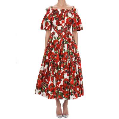 Runway Anemone Blume Kleid Weiß Rot IT 38 US 2 DE 32 XS