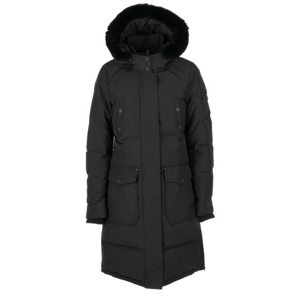 CAUSAPSCAL Hooded with Fur and Goose down Parka Jacket in black by MOOSE KNUCKLES