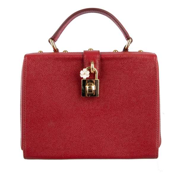 Dauphine Leather clutch bag / tote DOLCE BOX with a studs and decorative padlock by DOLCE & GABBANA