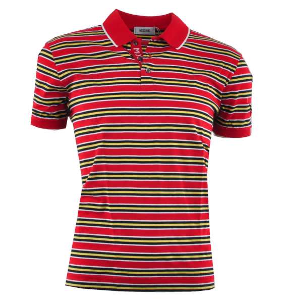 Gestriftes Polo Shirt aus Baumwolle mit Logo von MOSCHINO