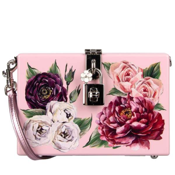Peony flowers printed shoulder bag / clutch DOLCE BOX with shoulder strap and decorative buckle with a flower by DOLCE & GABBANA