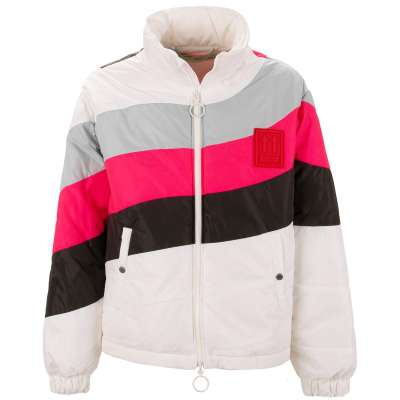 OFF Logo Puffer Anorak Down Jacket Pink White Black M