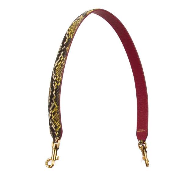 Dauphine and snake leather bag Strap / Handle in pink, brown and gold by DOLCE & GABBANA