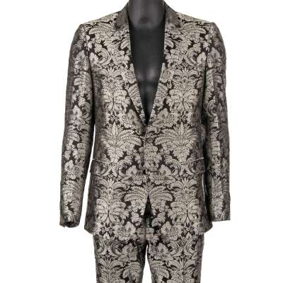 Baroque Flower Jacquard Suit MARTINI Silver Black