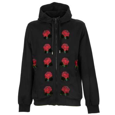 Rose Rosen Hoodie Jacke mit Kapuze Schwarz 52 L 