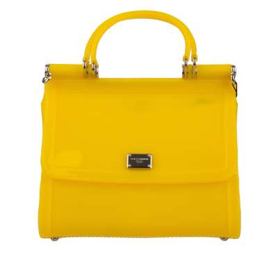 PVC Rucksack Tasche SICILY aus PVC mit abnehmbaren Riemen und Logo Gelb