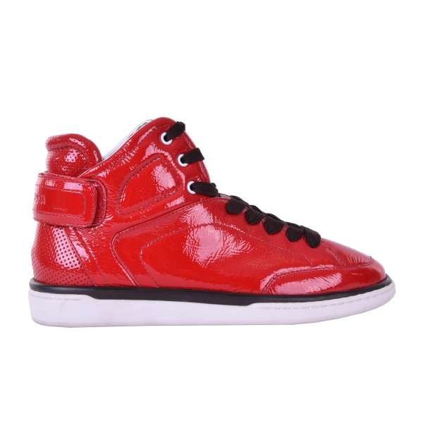 High-Top Sneakers aus Lackleder USLER mit Schnürsenkel und Klettverschluss von DOLCE & GABBANA