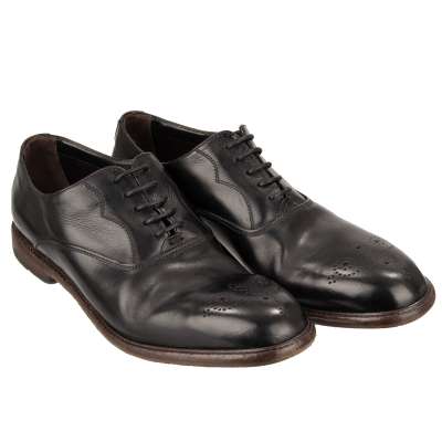 Derby Schuhe MICHELANGELO Schnürsenkel Schwarz 44 UK 10