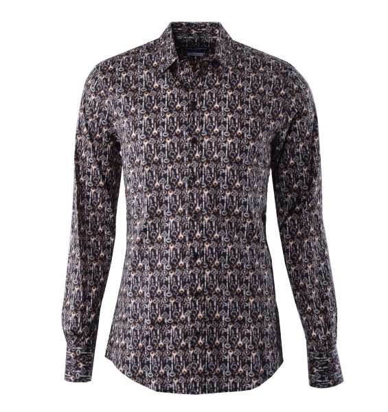 Keys printed shirt with short collar and cuffs by DOLCE & GABBANA Black Label - SICILIA Line