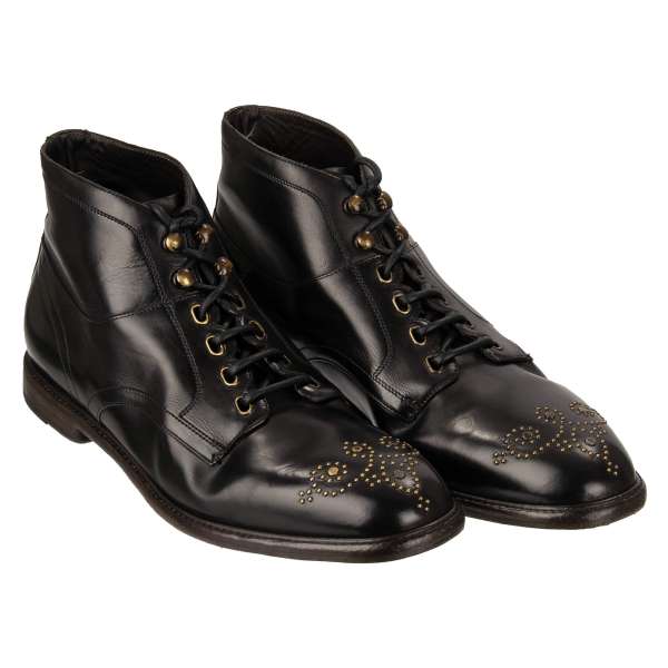 Stiefeletten MICHELANGELO mit Dekorativen Elementen und Nieten in Schwarz von DOLCE & GABBANA