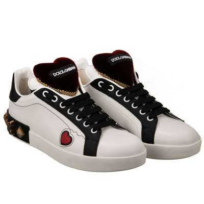 Baroque Logo Heart Cushion Sneaker PORTOFINO White Black