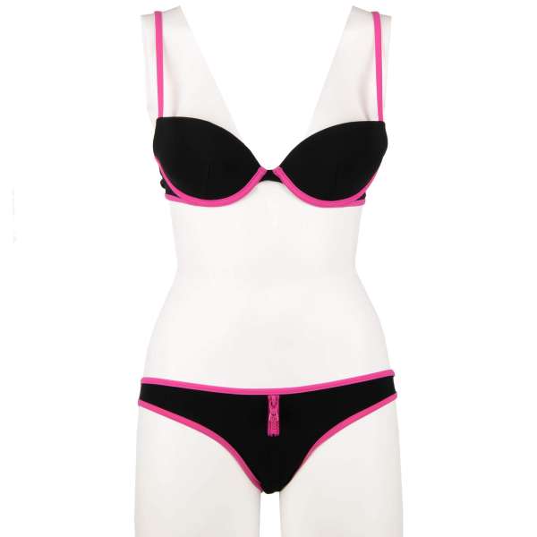 Seaworld Bikini consisting padded triangle push-up bra and elastic brief with logo and zipper by EMPORIO ARMANI EA7 Swimwear