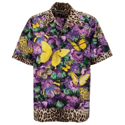 DJ Khaled Hawaii Shirt with Butterfly and Leopard Print Purple 43 XL