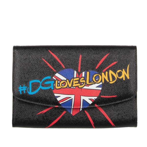Crossbody Clutch Tasche / Portmonnaie aus Dauphine Leder mit UK Flagge und Aufschrift "DG Loves London" von DOLCE & GABBANA