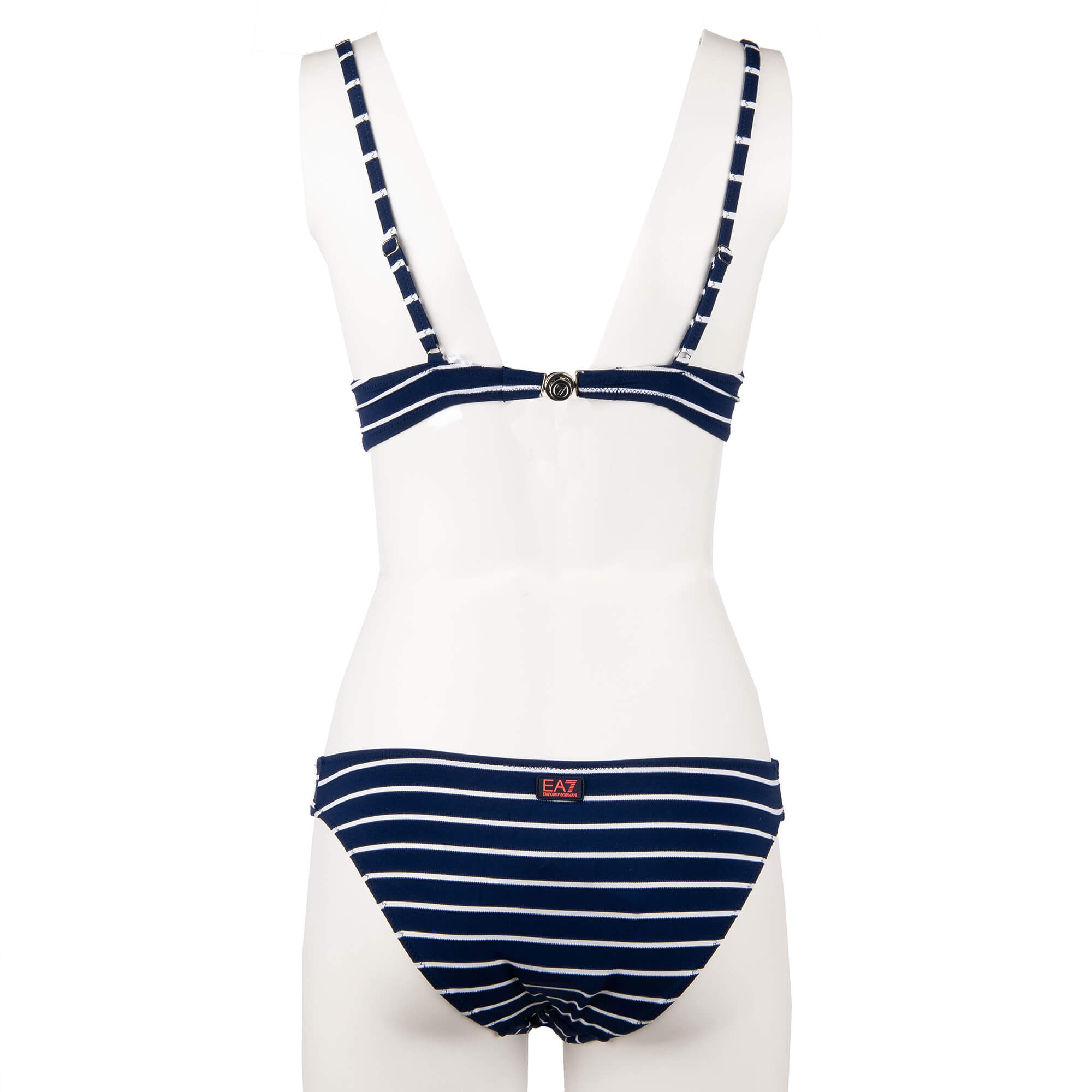 EA7 Striped Seaworld Push-Up Bikini with Logo Blue White S