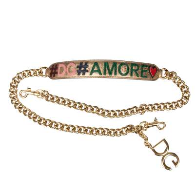 DG AMORE Heart Brass Chain Leather Bag Strap Handle Gold