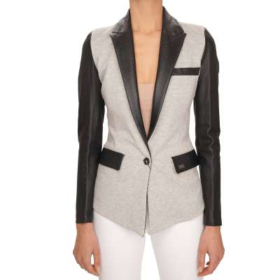 COUTURE Lederjacke Blazer HAPPY Grau XS