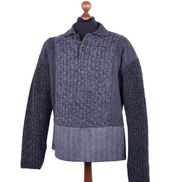 Knitted Virgin Wool Oversize Sweater in Knight Style by DOLCE & GABBANA Black Label