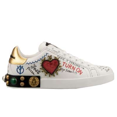 DG Logo Heart Pearl Low Top Sneaker PORTOFINO White