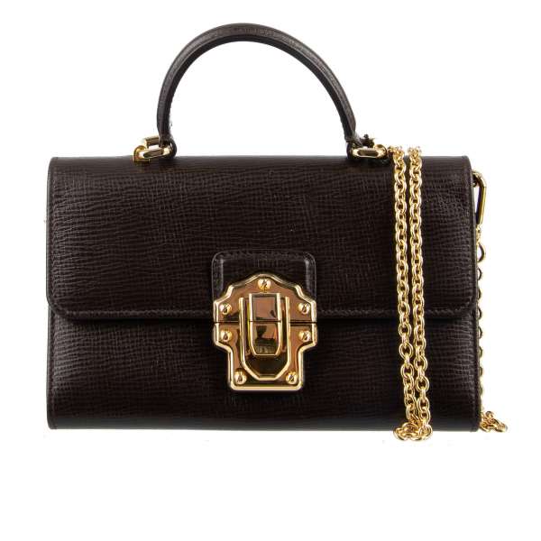 Schultertasche / Clutch LUCIA VON BAG aus Palmellato Leder mit Kettenriemen und Schloss von DOLCE & GABBANA