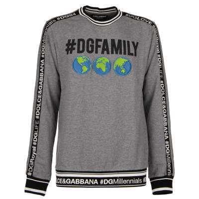 DG Family Pullover mit Erde Stickerei Grau