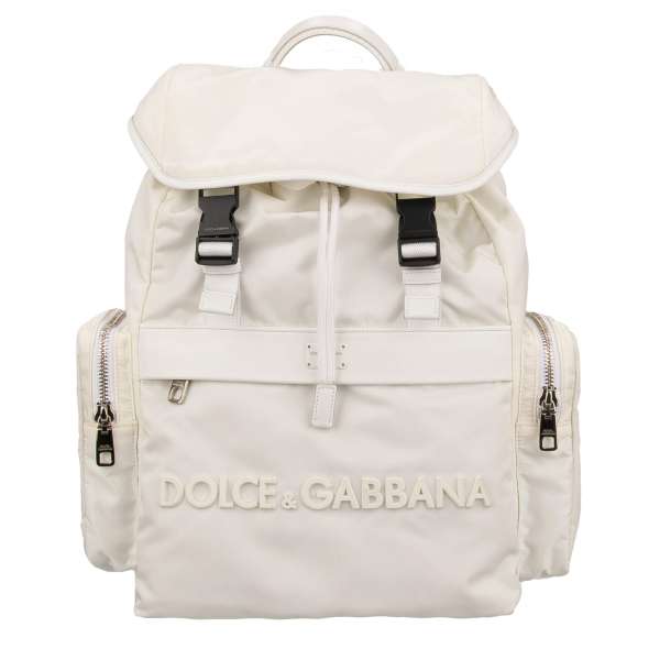 Rucksack aus Nylon und Leder STREET im Military Stil mit Außentaschen und großem Logo von DOLCE & GABBANA