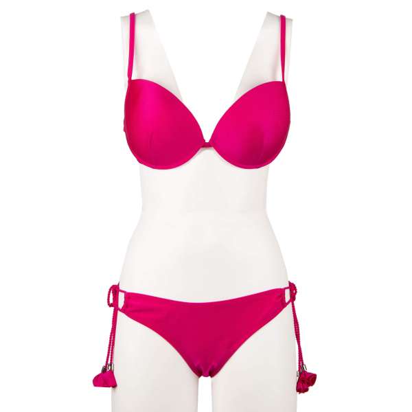 Bikini consisting padded triangle push-up bra and elastic brief with tassels by EMPORIO ARMANI Swimwear
