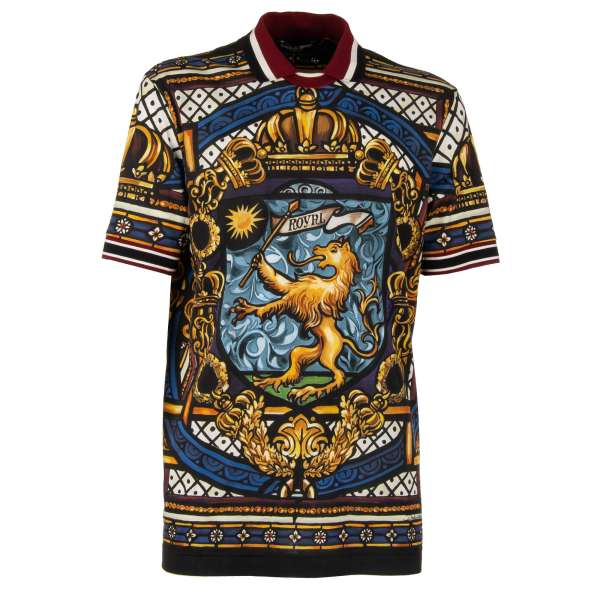 Dolce & Gabbana Royal Crown Lion Cotton Polo Shirt Blue 56 XXL ...