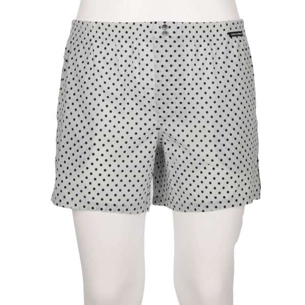 Polka Dot printed silk Swim shorts with pockets, logo and built-in-brief by DOLCE & GABBANA Beachwear