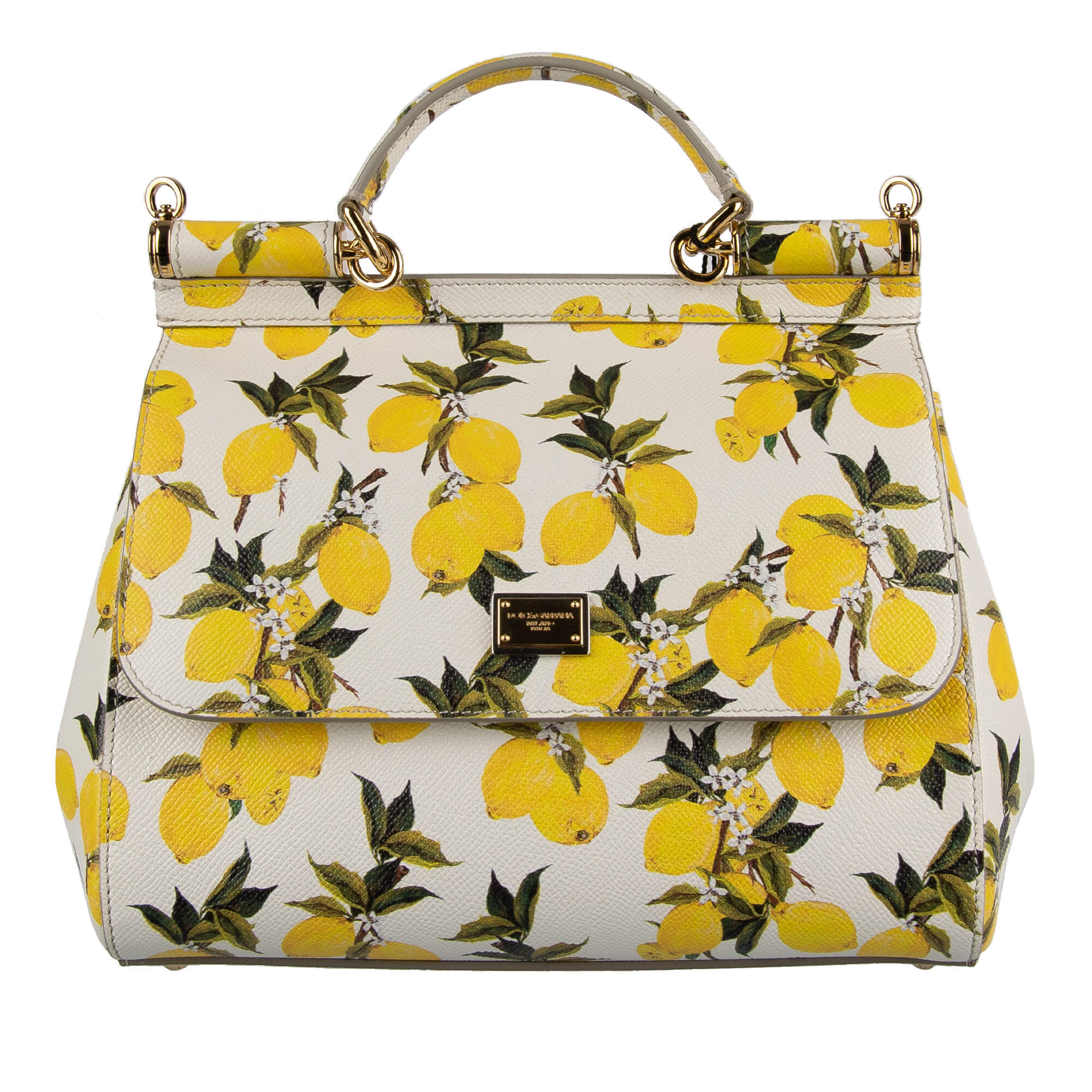 Dolce & Gabbana Lemon Printed Bag SICILY White Yellow