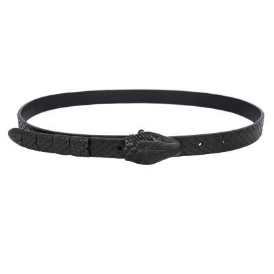 Rider Metal Snake Leather Belt Black 80 32