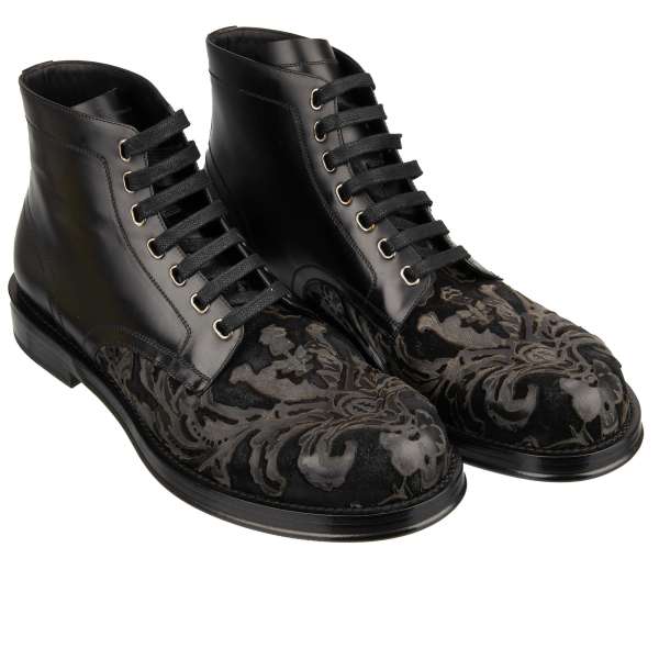 Stiefeletten PERUGINO mit dekorativen Barock Elementen in Schwarz von DOLCE & GABBANA