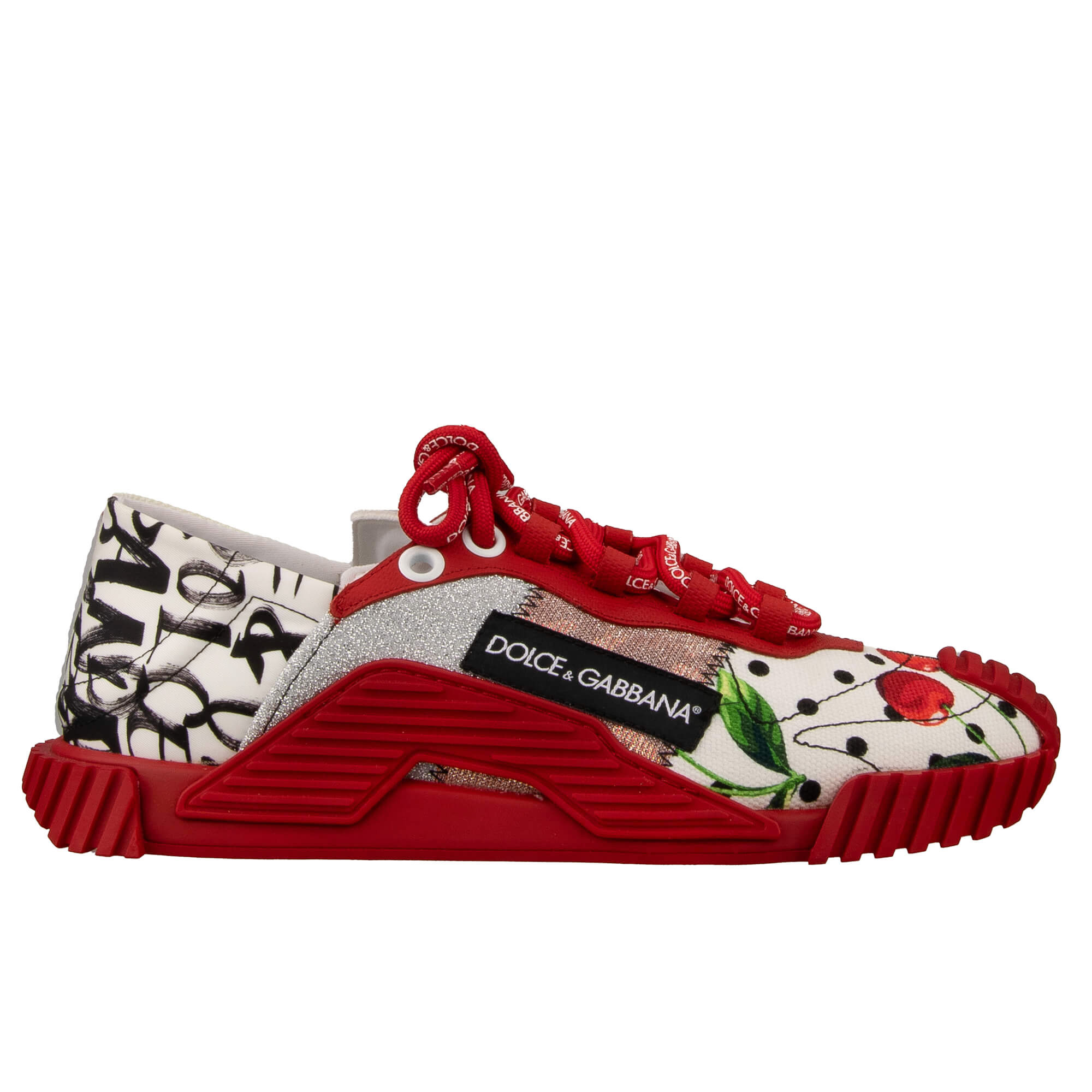 Dolce & Gabbana DG Logo Leopard Cherry Sneaker NS1 Red White