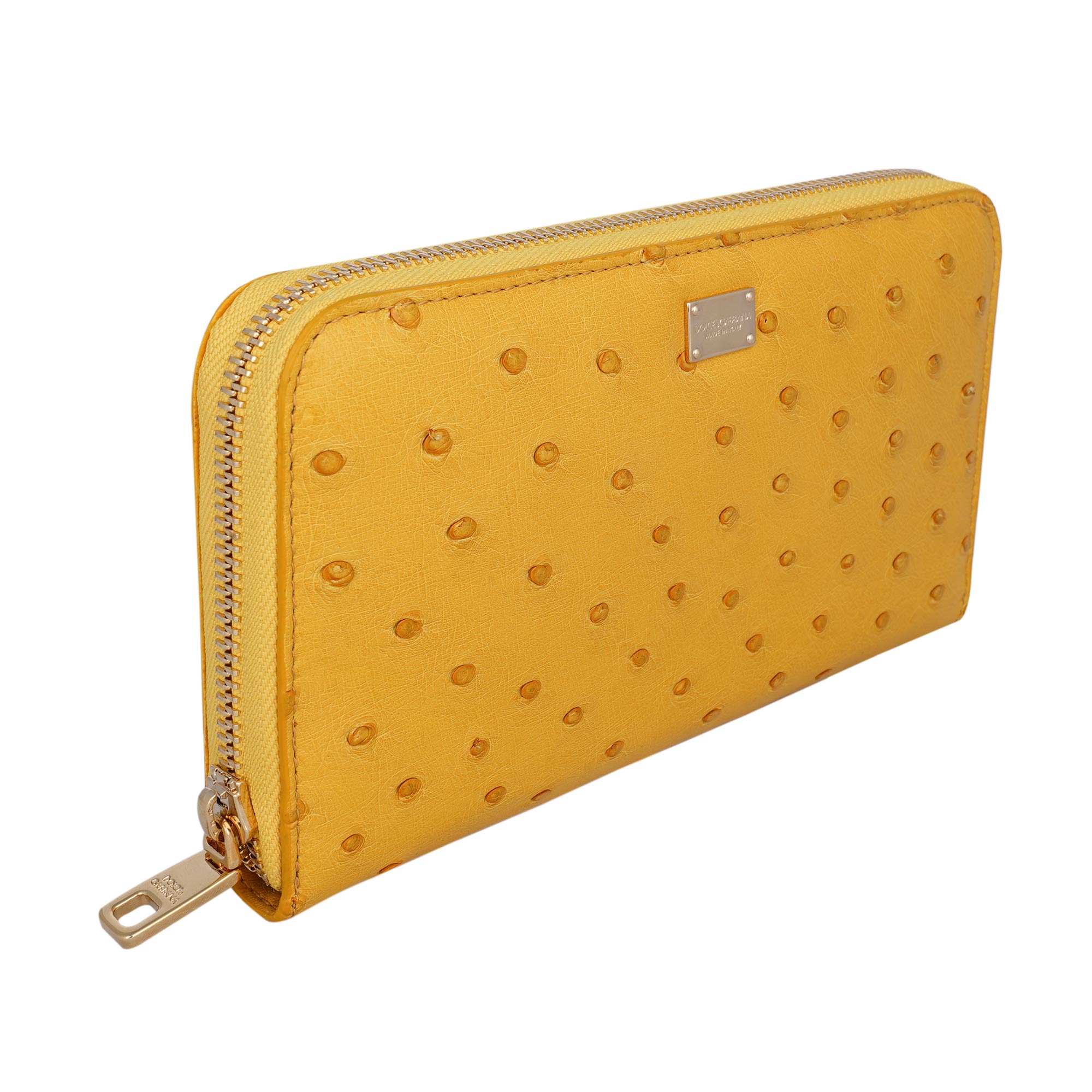 yellow ostrich purse