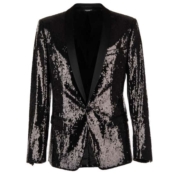 Full sequined tuxedo / blazer with a contrast black silk lapel by DOLCE & GABBANA