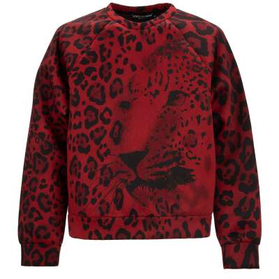 Oversize Leopard Print Sweater Red Black