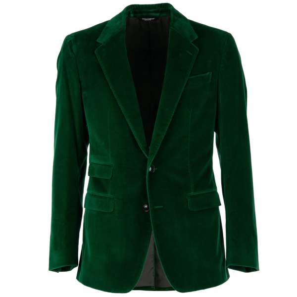  Velvet blazer NAPOLI with notch lapel and pockets in green by DOLCE & GABBANA
