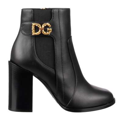 DG Amore Brooch Leather Boots JANE Black