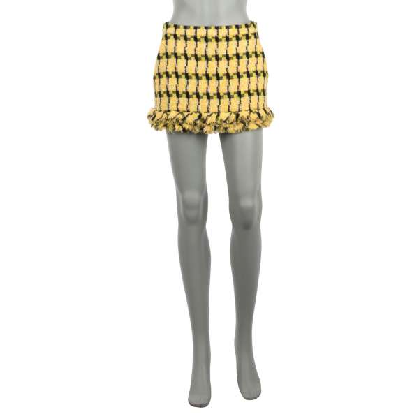 High waist skirt short with houndstooth print and knitted structure by MOSCHINO BOUTIQUE