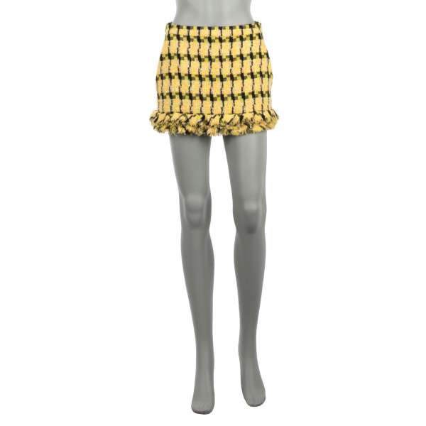 Hoch sitzende Rock - Shorts mit Houndstooth Print und Strick Struktur von MOSCHINO BOUTIQUE