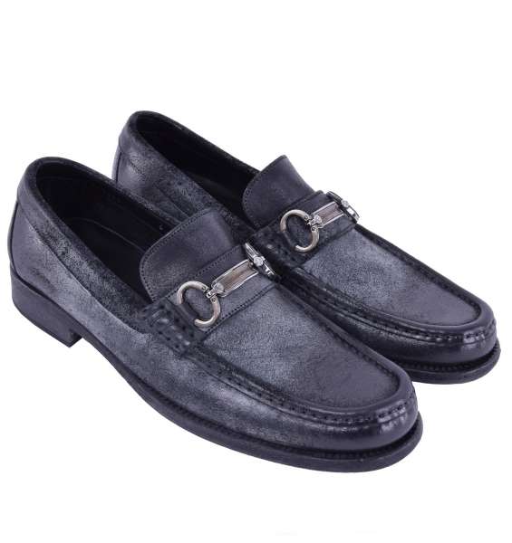 Solid Vintage Suede Loafer with Logotype by DOLCE & GABBANA Black Label