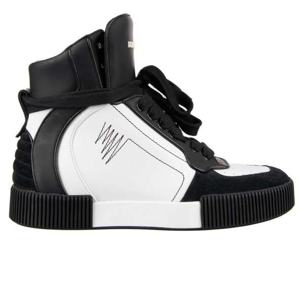 High-Top Sneaker MIAMI aus Leder und Wildleder mit Stickerei und Logo von DOLCE & GABBANA