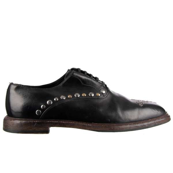 Calfskin Brogue Shoes MARSALA with studs by DOLCE & GABBANA